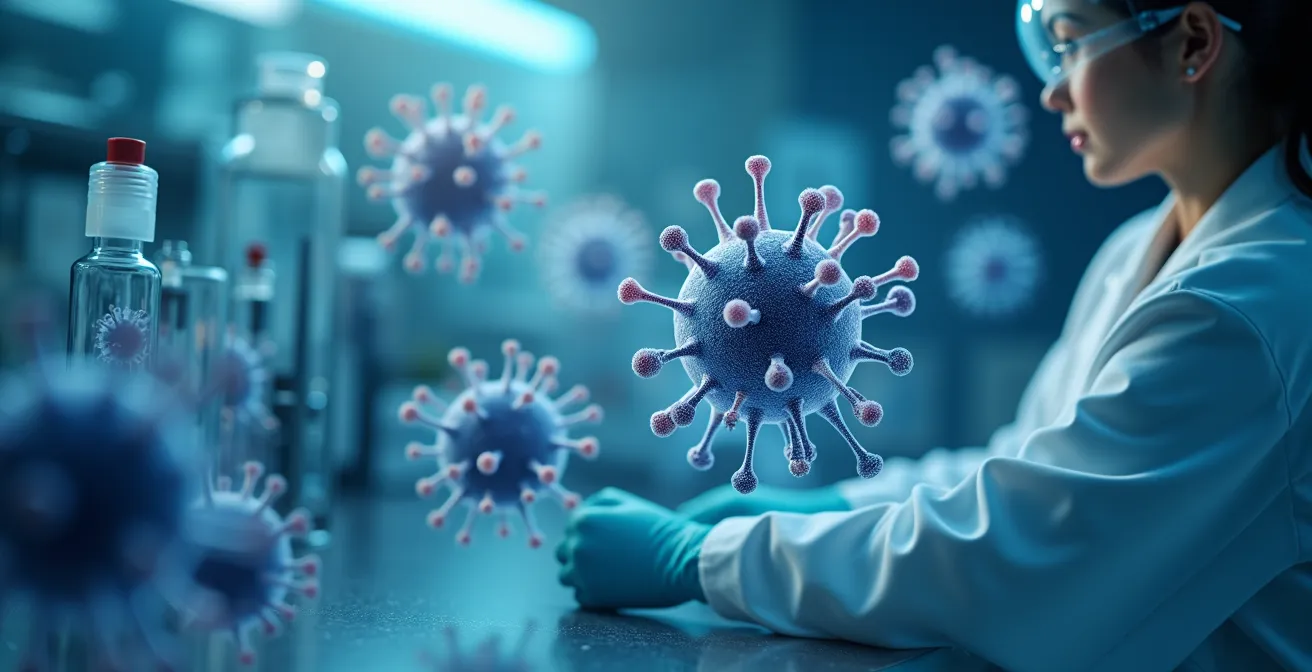 Illustration conceptuelle représentant la purification des biomolécules pour le développement de médicaments innovants