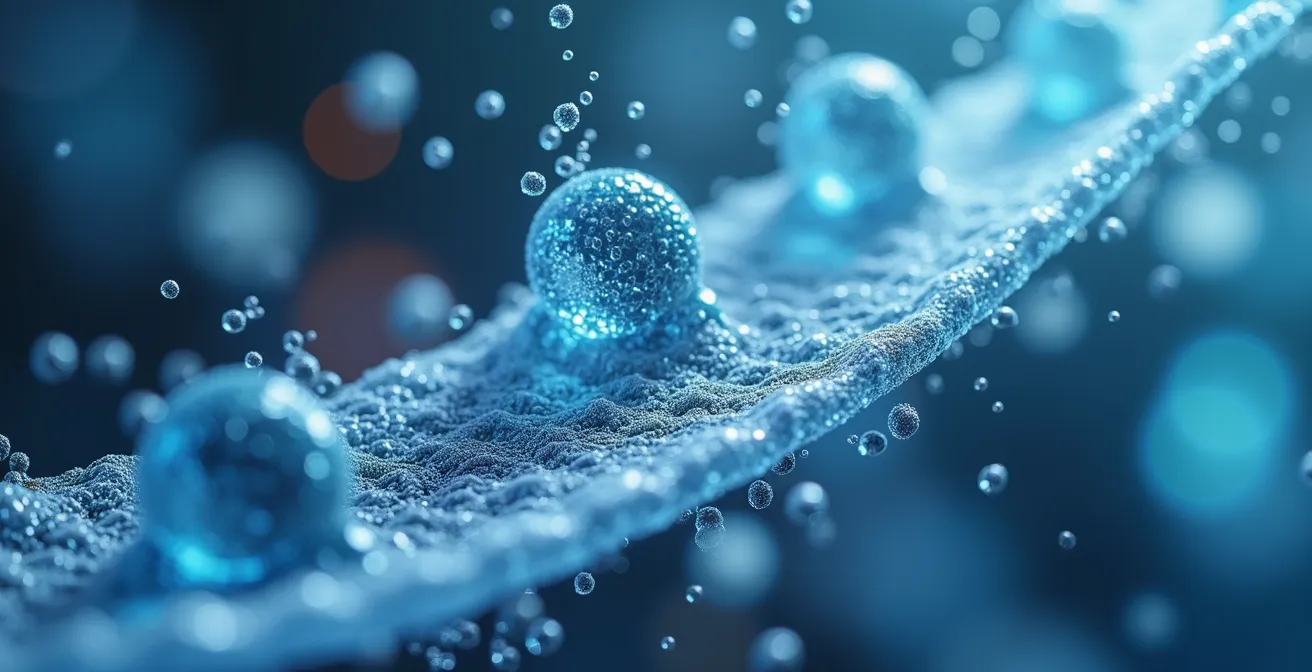 Vue conceptuelle montrant l'utilisation de membranes et nanotechnologies dans la purification des biomolécules